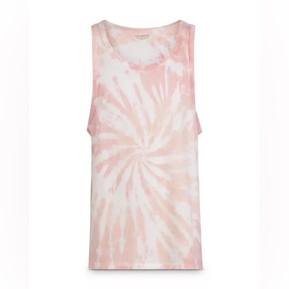 AllSaints Pink Tucker Cotton Tie Dye Muscle Tank XXL